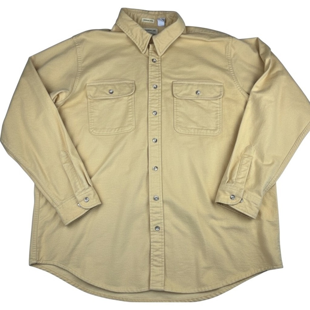 St. John's Bay Mens Chamois Shirt 2XL Tall Cotton Yellow Vintage Workwear USA